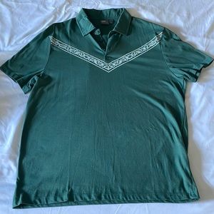ASOS Green Polo with Placement Baroque Print